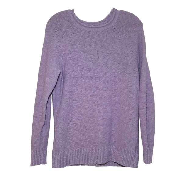 L.L. Bean Sweaters - L.L. Bean Womens Lavender Purple Textured Knit Raglan Crewneck Sweater Size M
